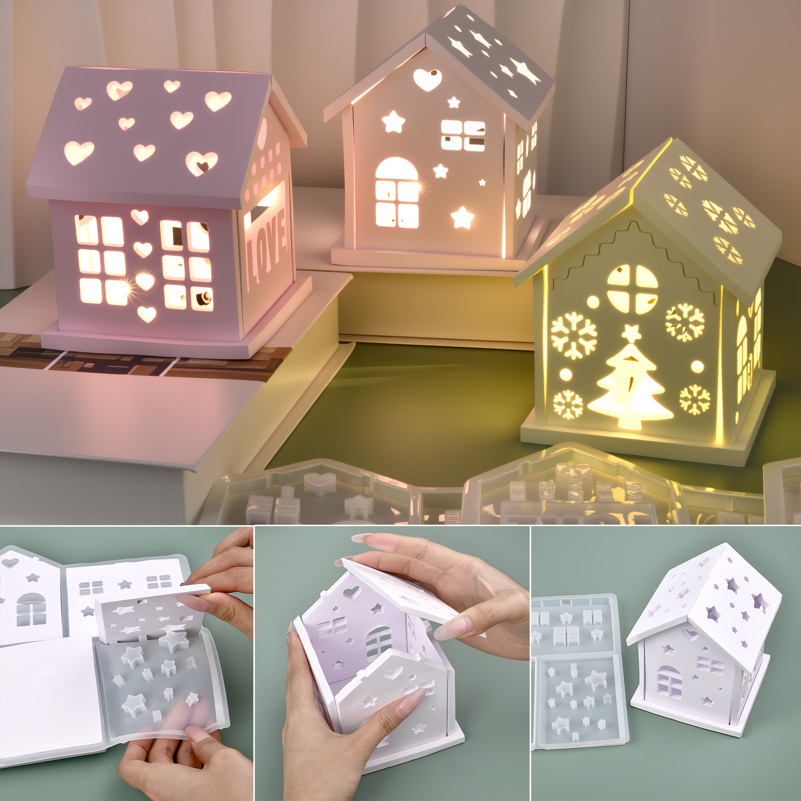 Candle Making Moulds - 3D House Silicone Mold DIY Christmas