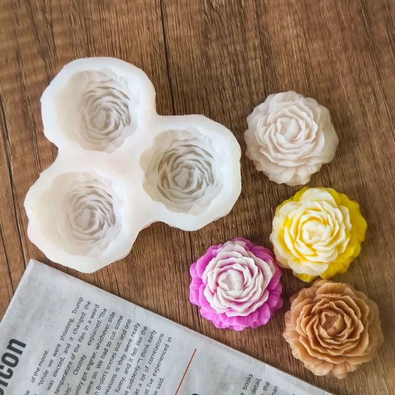Candle Making Moulds - Peony Flower Candle Silicone Mold 3D